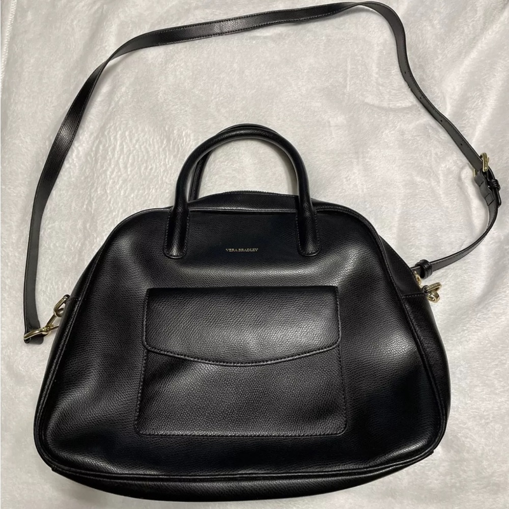 Vera Bradley Bowled Over Bag Black Leather Purse